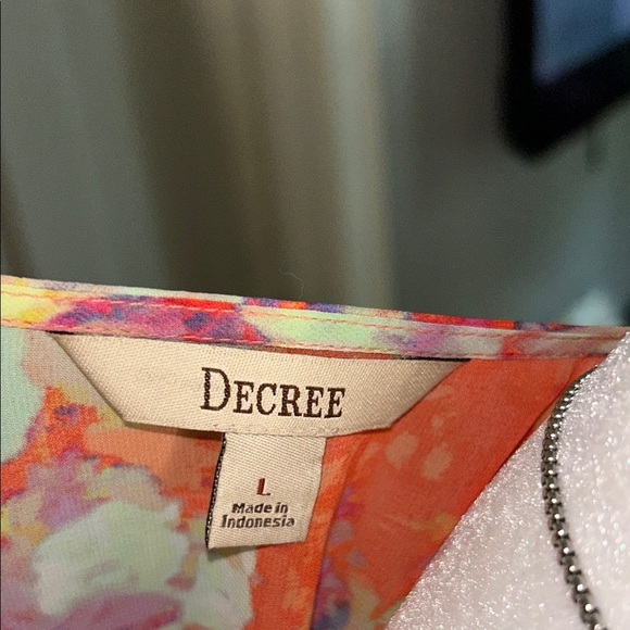 Decree Pink and Orange 3/4 Sleeve Flowy Blouse - Picture 7 of 7